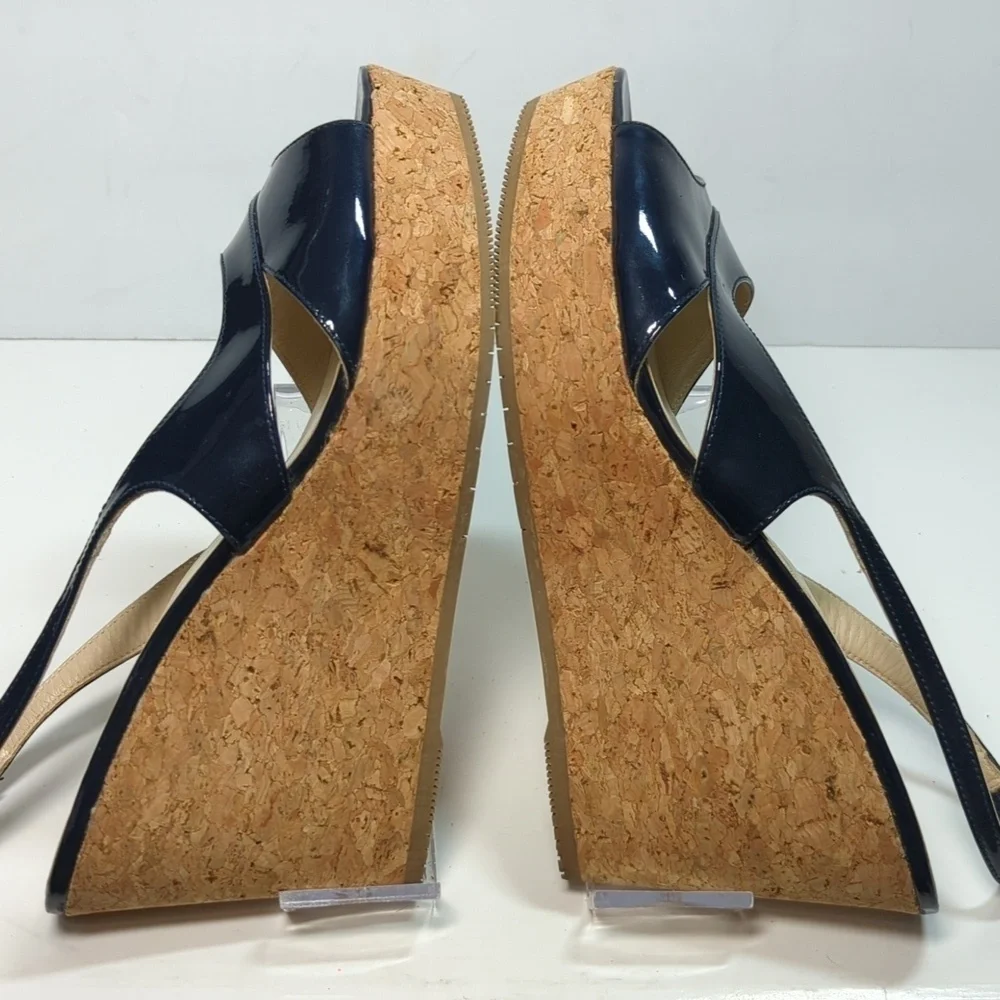 L.K. Bennett Adelia swingback cork wedge platform shoes women size 9.5 EU 40